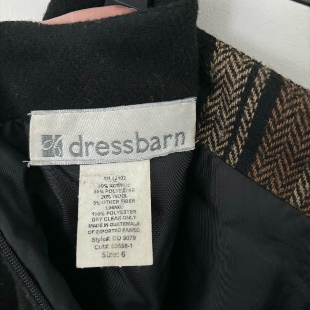 Vintage Dressbarn Wrap Skirt Plaid Fringe Wool Blend Black Brown Western Maxi - Picture 14 of 14